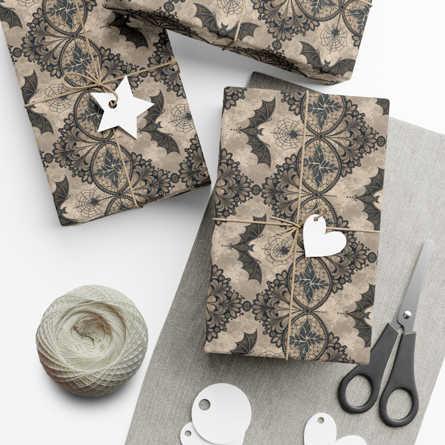 Vintage Bat Tile Gift Wrap Paper | Halloween Wrapping Paper Roll