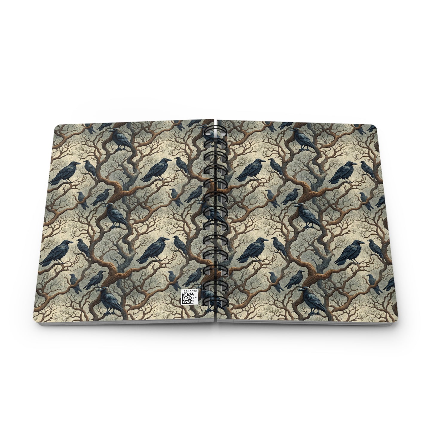 Raven Tree Pattern Spiral Journal | Gothic Crow Illustration, Lined Notebook