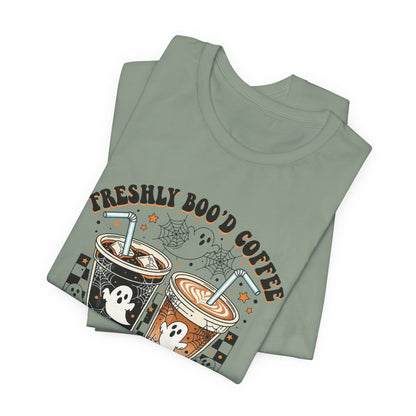 Freshly Boo'd Coffee T-Shirt | Halloween ghost iced coffee design