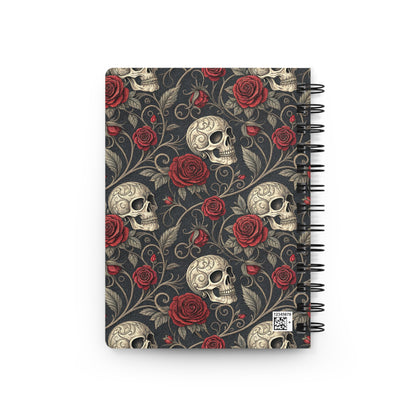 Skull and Red Roses Spiral Bound Journal | Gothic Floral Notebook