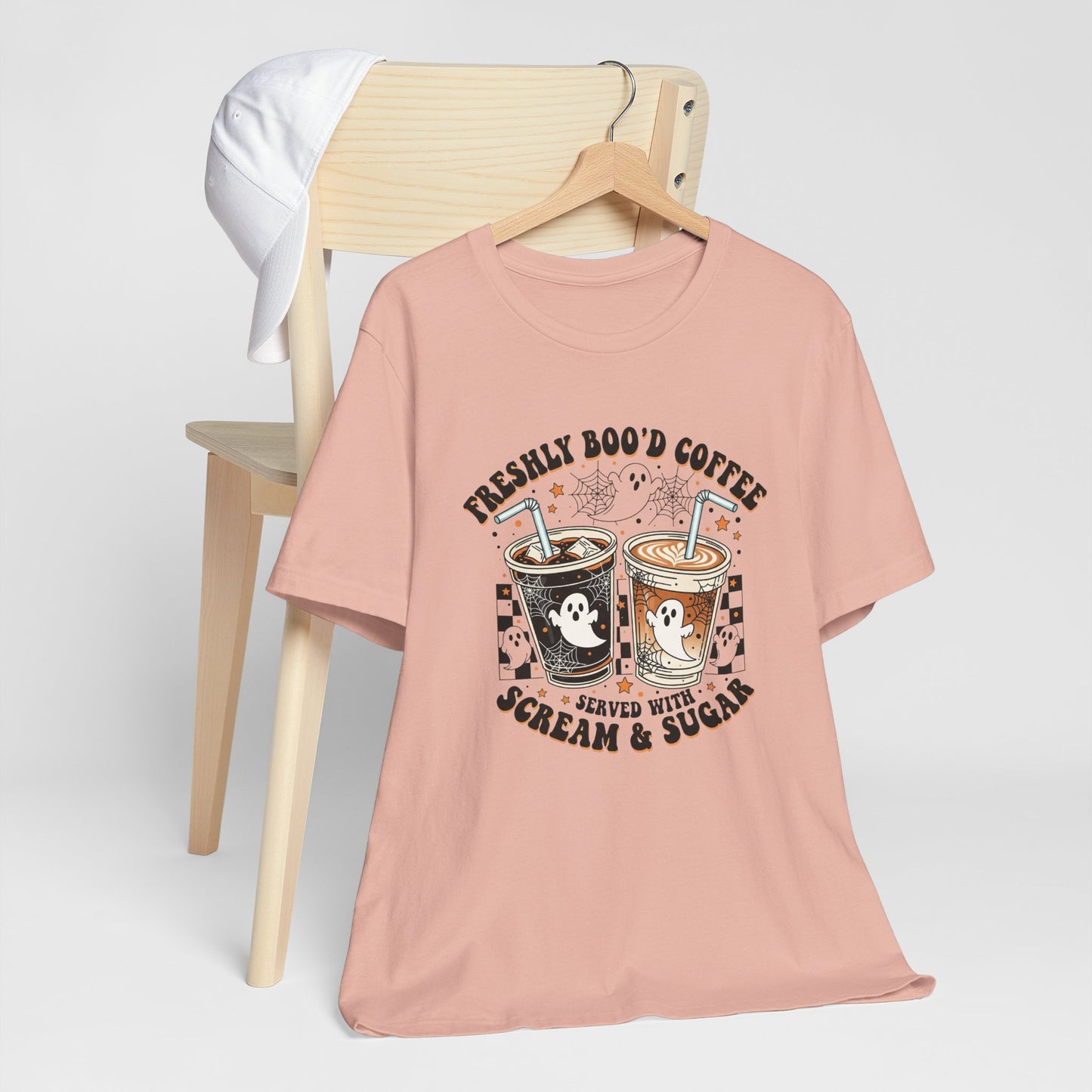 Freshly Boo'd Coffee T-Shirt | Halloween ghost iced coffee design