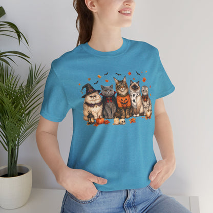 Cats in Halloween Costumes T-Shirt | Cute Pumpkin Kitty Design