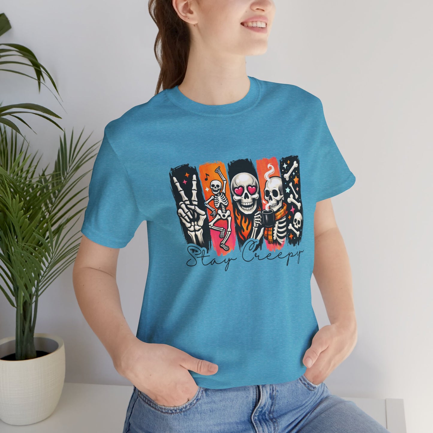 Stay Creepy Skull Quartet Tee | Halloween Skeleton Graphic