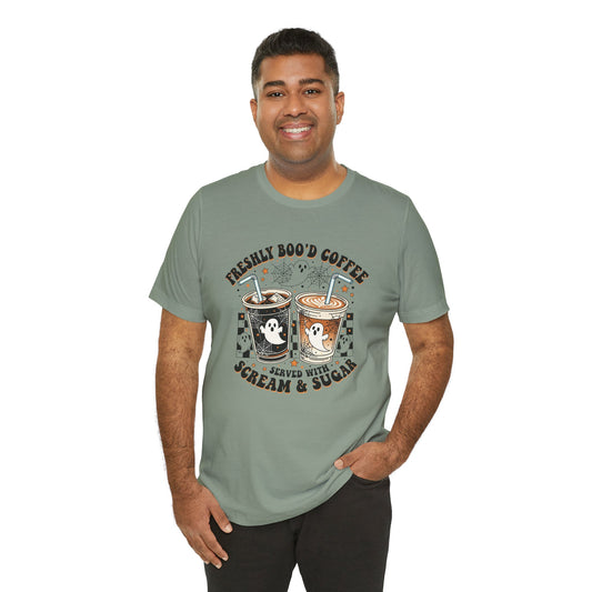 Freshly Boo'd Coffee T-Shirt | Halloween ghost iced coffee design