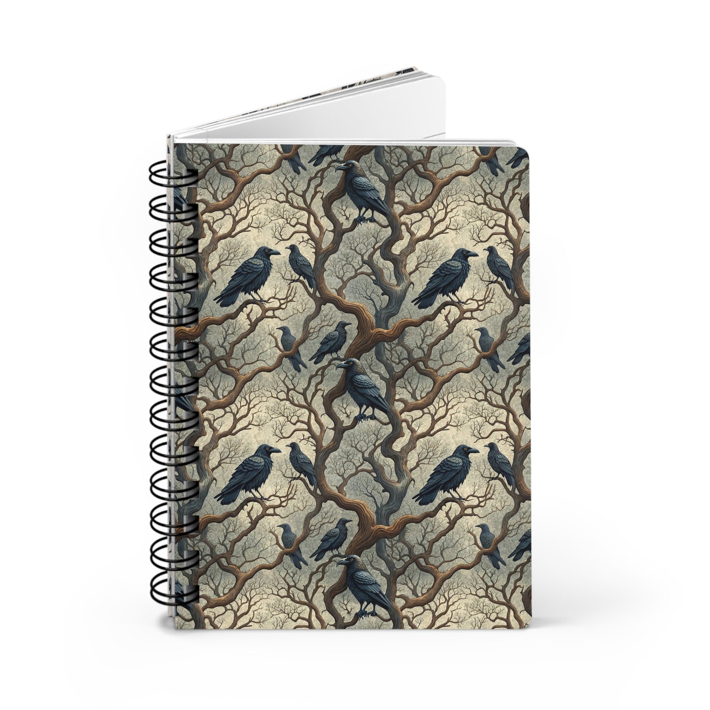 Raven Tree Pattern Spiral Journal | Gothic Crow Illustration, Lined Notebook