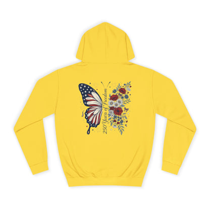 Butterfly Flag Hoodie — American Stars & Floral Back Graphic