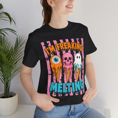 I'm Freaking Melting ice cream skull ghost T-Shirt | spooky summer graphic tee