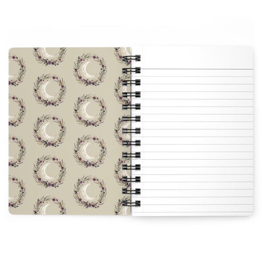 Woodland Owl Cottage Spiral Bound Journal | Forest Cabin Night Illustration