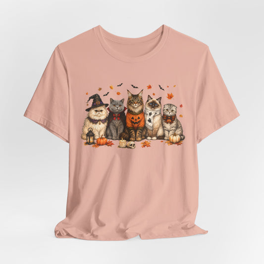 Cats in Halloween Costumes T-Shirt | Cute Pumpkin Kitty Design