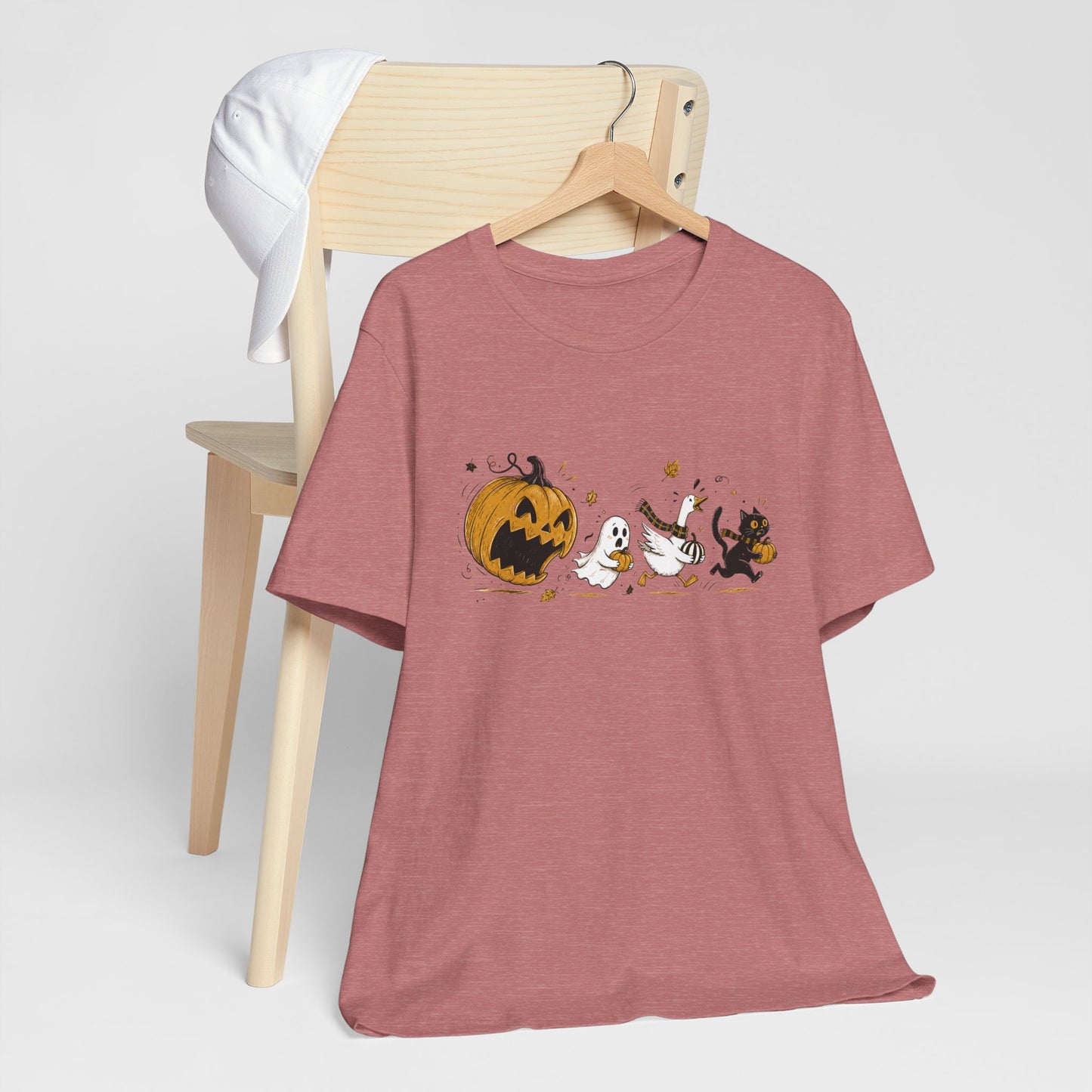 Vintage Style Halloween Pumpkin Ghosts Cats T-Shirt | Spooky Autumn Tee