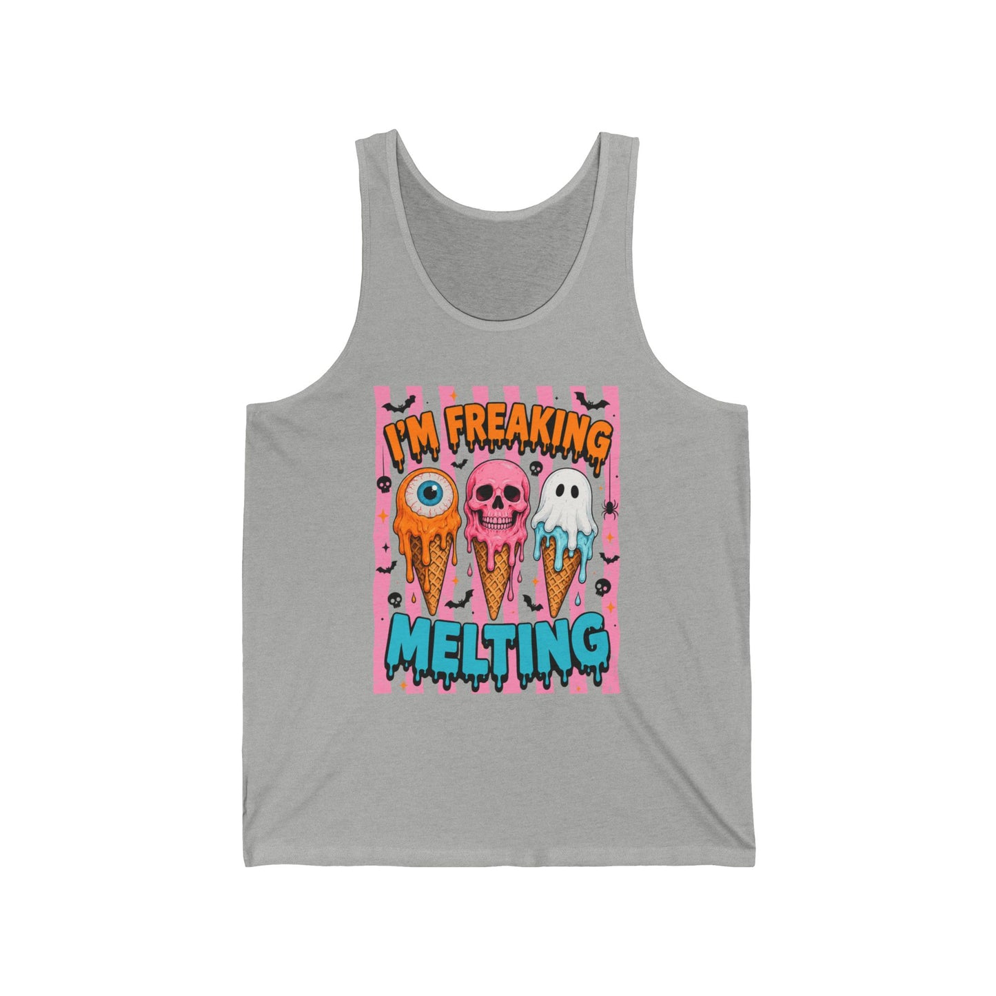 Funny Melting Ice Cream Tank Top — "I’m Freaking Melting" Cute Spooky Summer Graphic