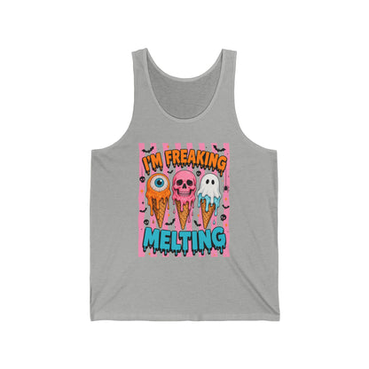 Funny Melting Ice Cream Tank Top — "I’m Freaking Melting" Cute Spooky Summer Graphic