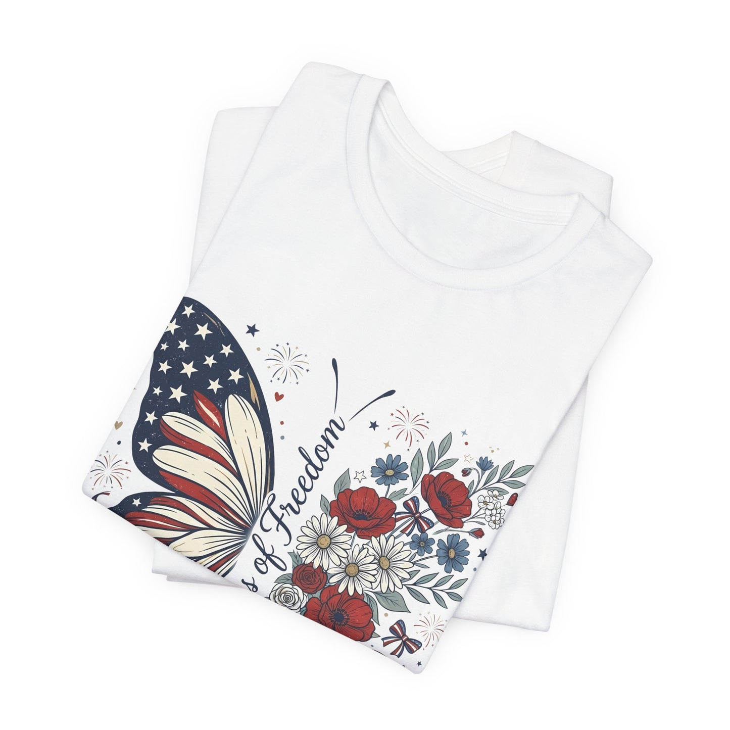 Butterfly Flag T-Shirt – "250 Years of Freedom" Patriotic Floral Tee