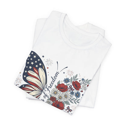 Butterfly Flag T-Shirt – "250 Years of Freedom" Patriotic Floral Tee