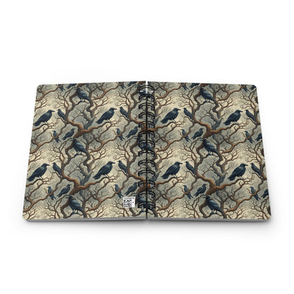 Raven Tree Pattern Spiral Journal | Gothic Crow Illustration, Lined Notebook