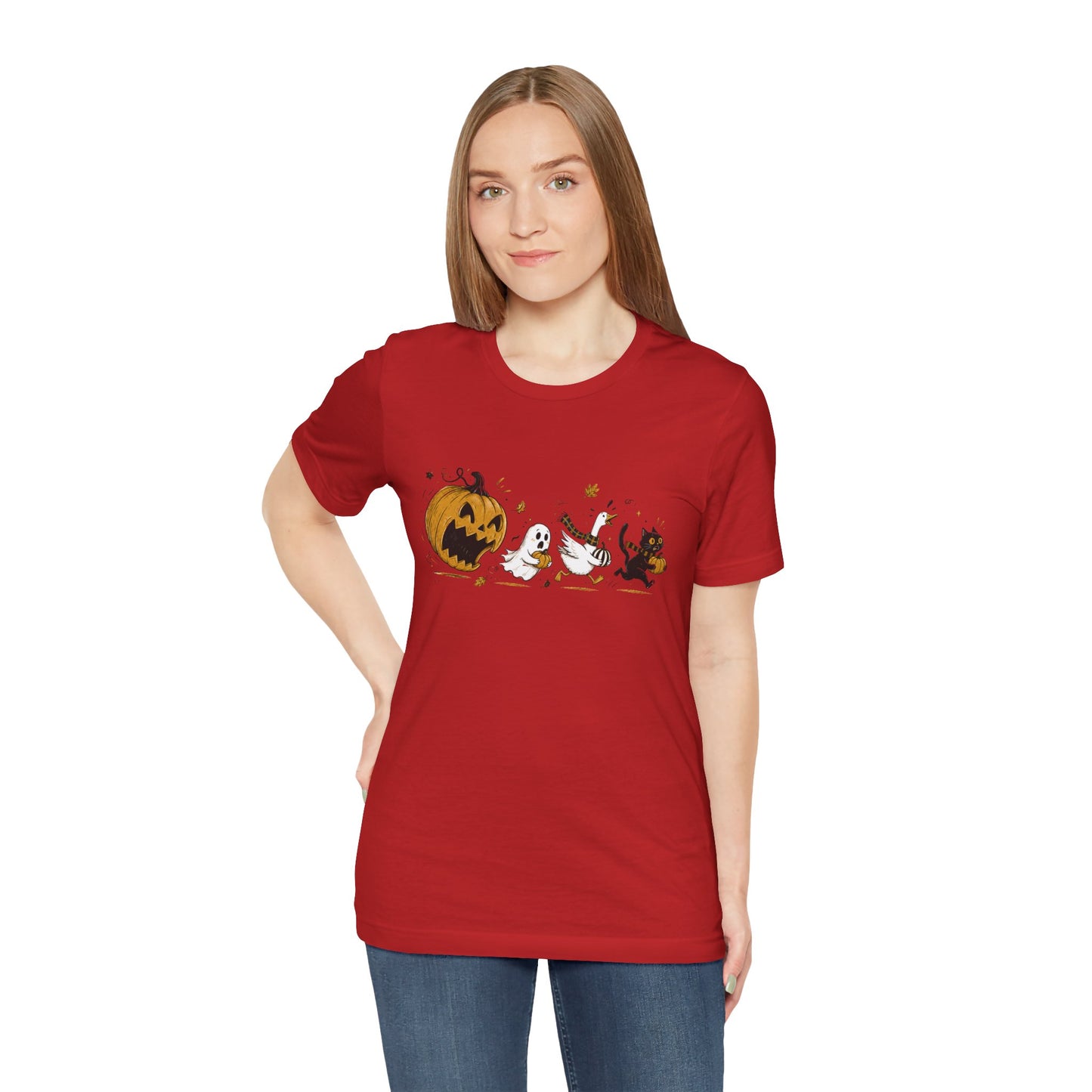 Vintage Style Halloween Pumpkin Ghosts Cats T-Shirt | Spooky Autumn Tee