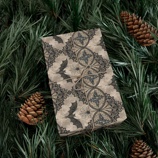 Vintage Bat Tile Gift Wrap Paper | Halloween Wrapping Paper Roll