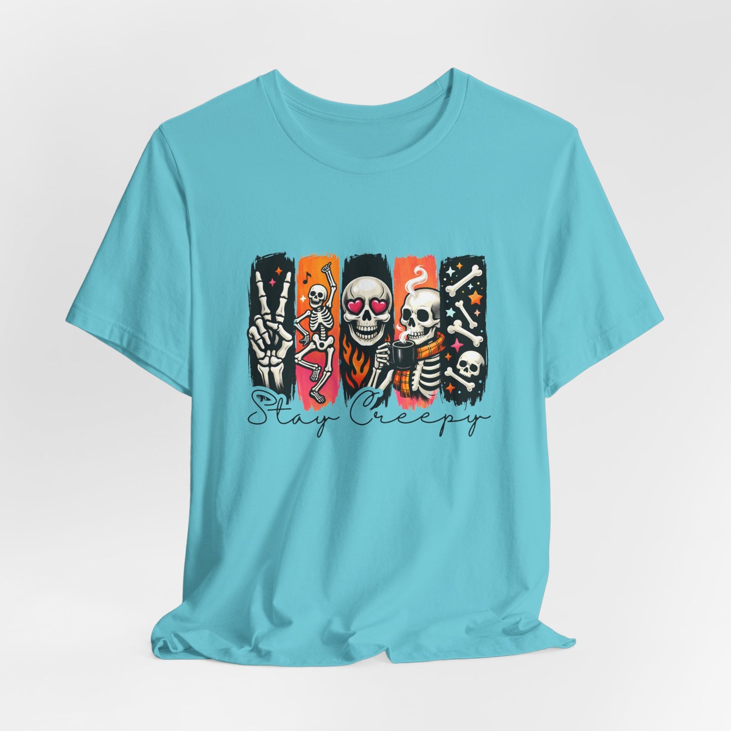 Stay Creepy Skull Quartet Tee | Halloween Skeleton Graphic