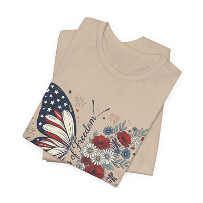 Butterfly Flag T-Shirt – "250 Years of Freedom" Patriotic Floral Tee