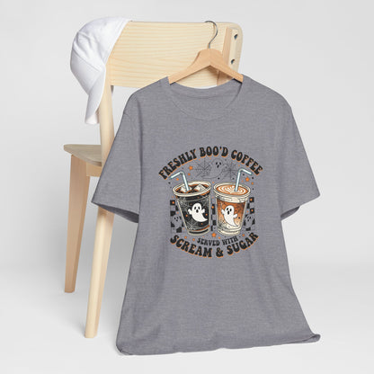 Freshly Boo'd Coffee T-Shirt | Halloween ghost iced coffee design