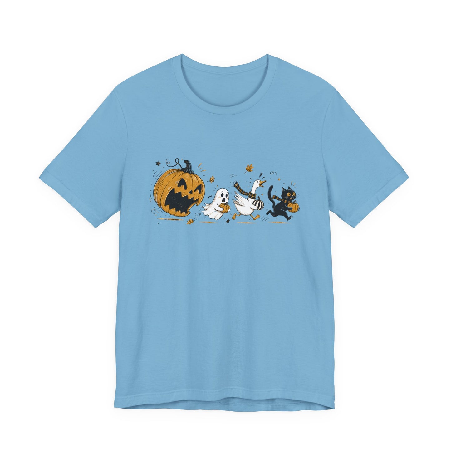 Vintage Style Halloween Pumpkin Ghosts Cats T-Shirt | Spooky Autumn Tee