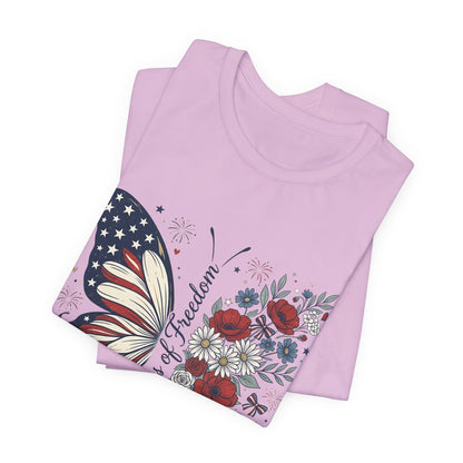 Butterfly Flag T-Shirt – "250 Years of Freedom" Patriotic Floral Tee