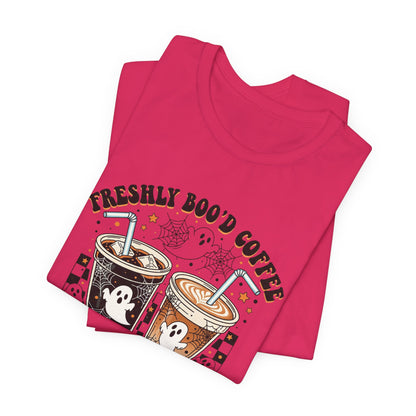 Freshly Boo'd Coffee T-Shirt | Halloween ghost iced coffee design