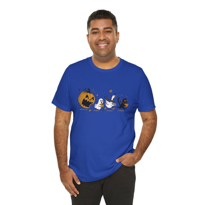 Vintage Style Halloween Pumpkin Ghosts Cats T-Shirt | Spooky Autumn Tee