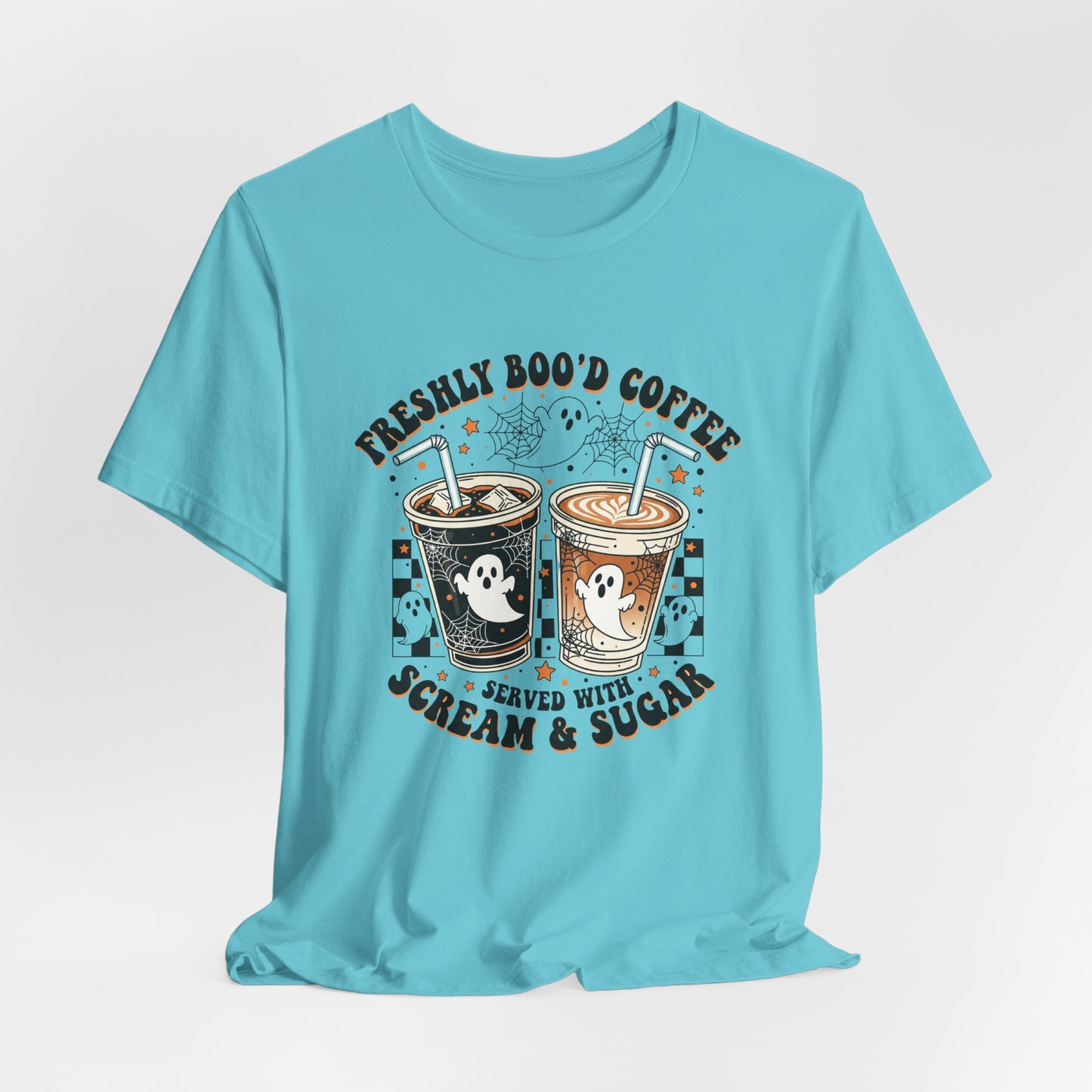 Freshly Boo'd Coffee T-Shirt | Halloween ghost iced coffee design