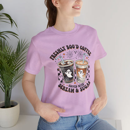 Freshly Boo'd Coffee T-Shirt | Halloween ghost iced coffee design