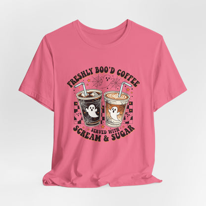 Freshly Boo'd Coffee T-Shirt | Halloween ghost iced coffee design