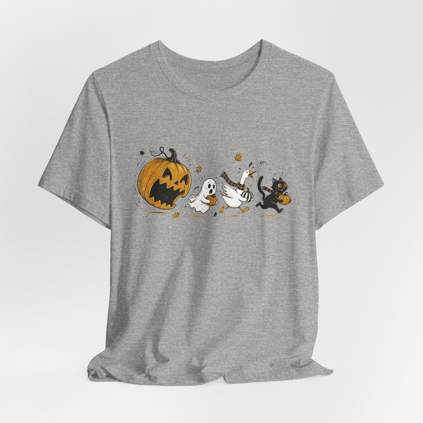 Vintage Style Halloween Pumpkin Ghosts Cats T-Shirt | Spooky Autumn Tee
