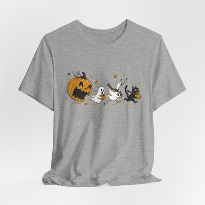 Vintage Style Halloween Pumpkin Ghosts Cats T-Shirt | Spooky Autumn Tee