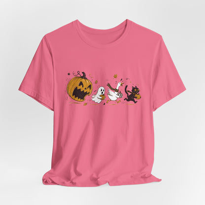 Vintage Style Halloween Pumpkin Ghosts Cats T-Shirt | Spooky Autumn Tee