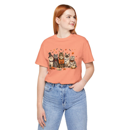 Cats in Halloween Costumes T-Shirt | Cute Pumpkin Kitty Design