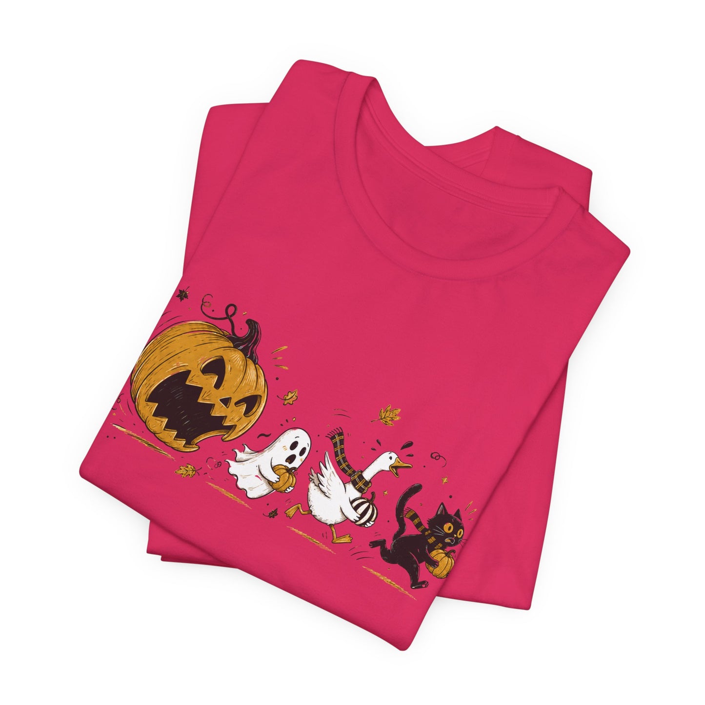 Vintage Style Halloween Pumpkin Ghosts Cats T-Shirt | Spooky Autumn Tee