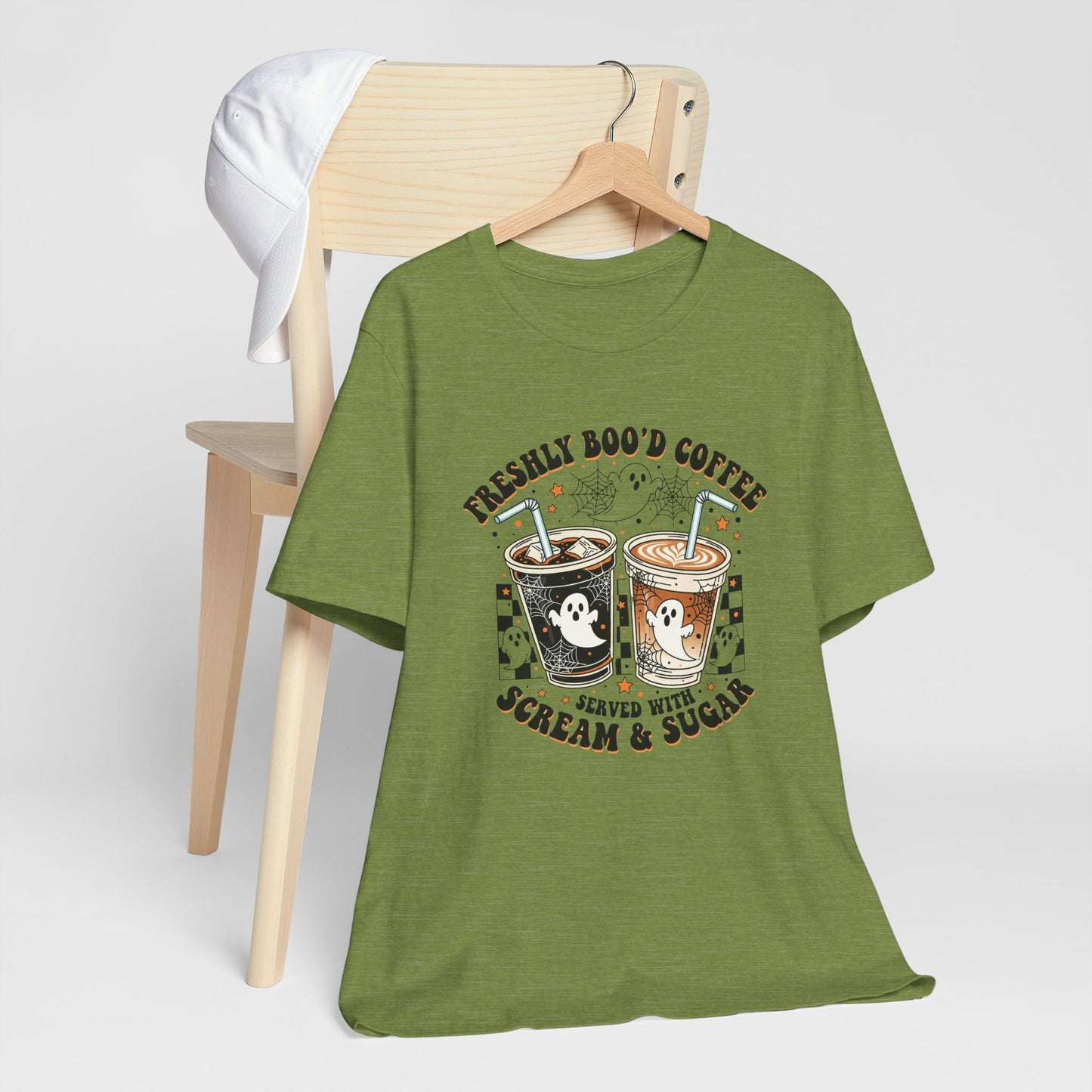 Freshly Boo'd Coffee T-Shirt | Halloween ghost iced coffee design