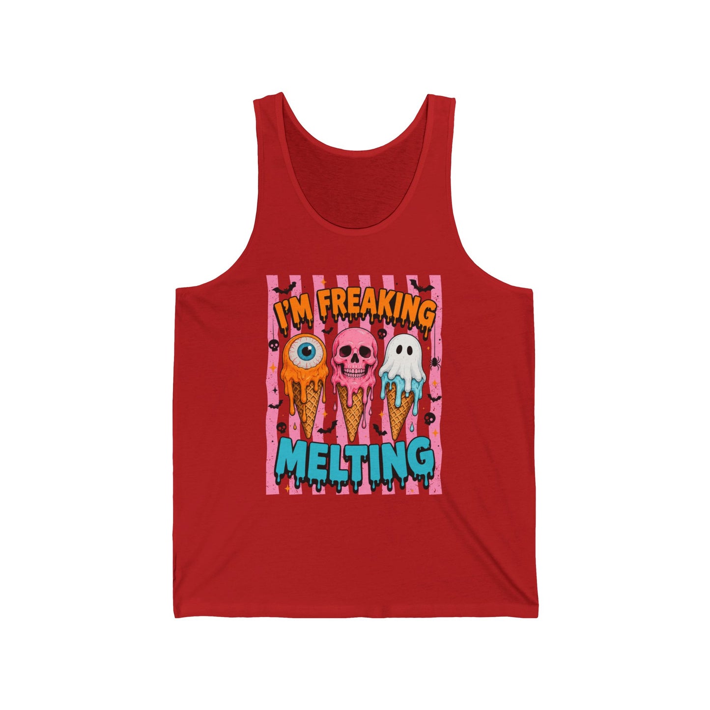 Funny Melting Ice Cream Tank Top — "I’m Freaking Melting" Cute Spooky Summer Graphic