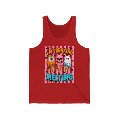 Funny Melting Ice Cream Tank Top — "I’m Freaking Melting" Cute Spooky Summer Graphic