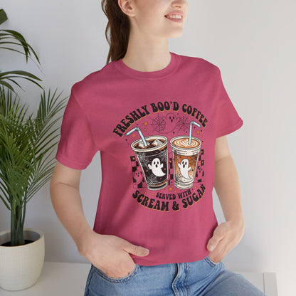 Freshly Boo'd Coffee T-Shirt | Halloween ghost iced coffee design