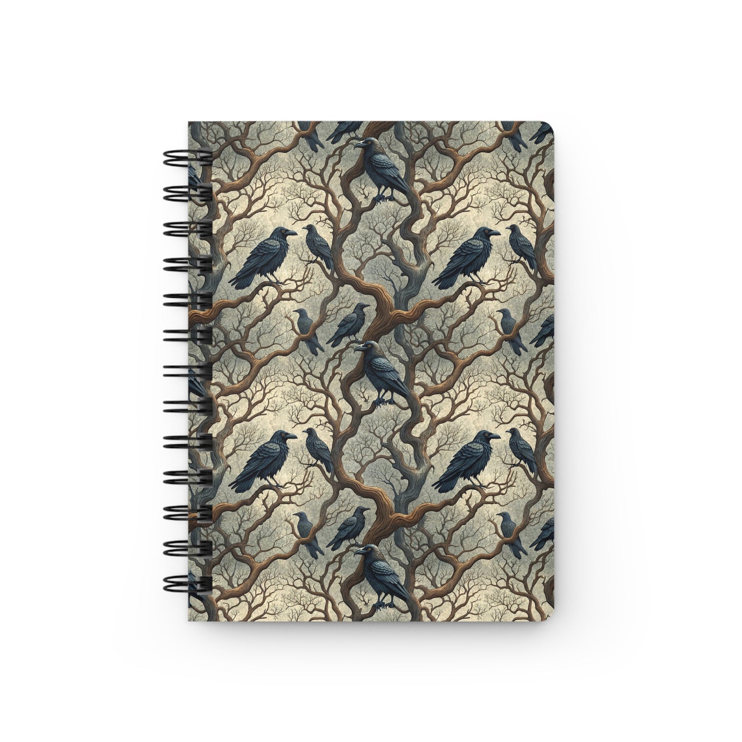 Raven Tree Pattern Spiral Journal | Gothic Crow Illustration, Lined Notebook