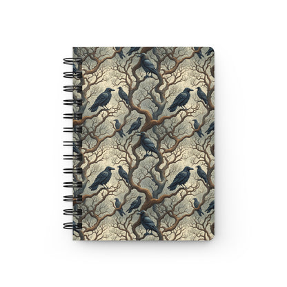 Raven Tree Pattern Spiral Journal | Gothic Crow Illustration, Lined Notebook
