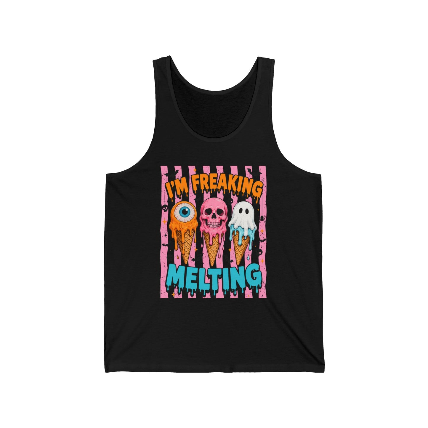 Funny Melting Ice Cream Tank Top — "I’m Freaking Melting" Cute Spooky Summer Graphic