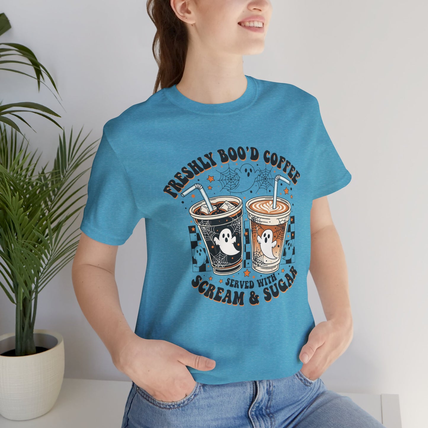 Freshly Boo'd Coffee T-Shirt | Halloween ghost iced coffee design