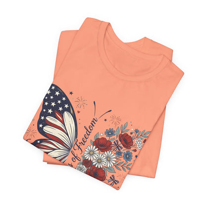 Butterfly Flag T-Shirt – "250 Years of Freedom" Patriotic Floral Tee