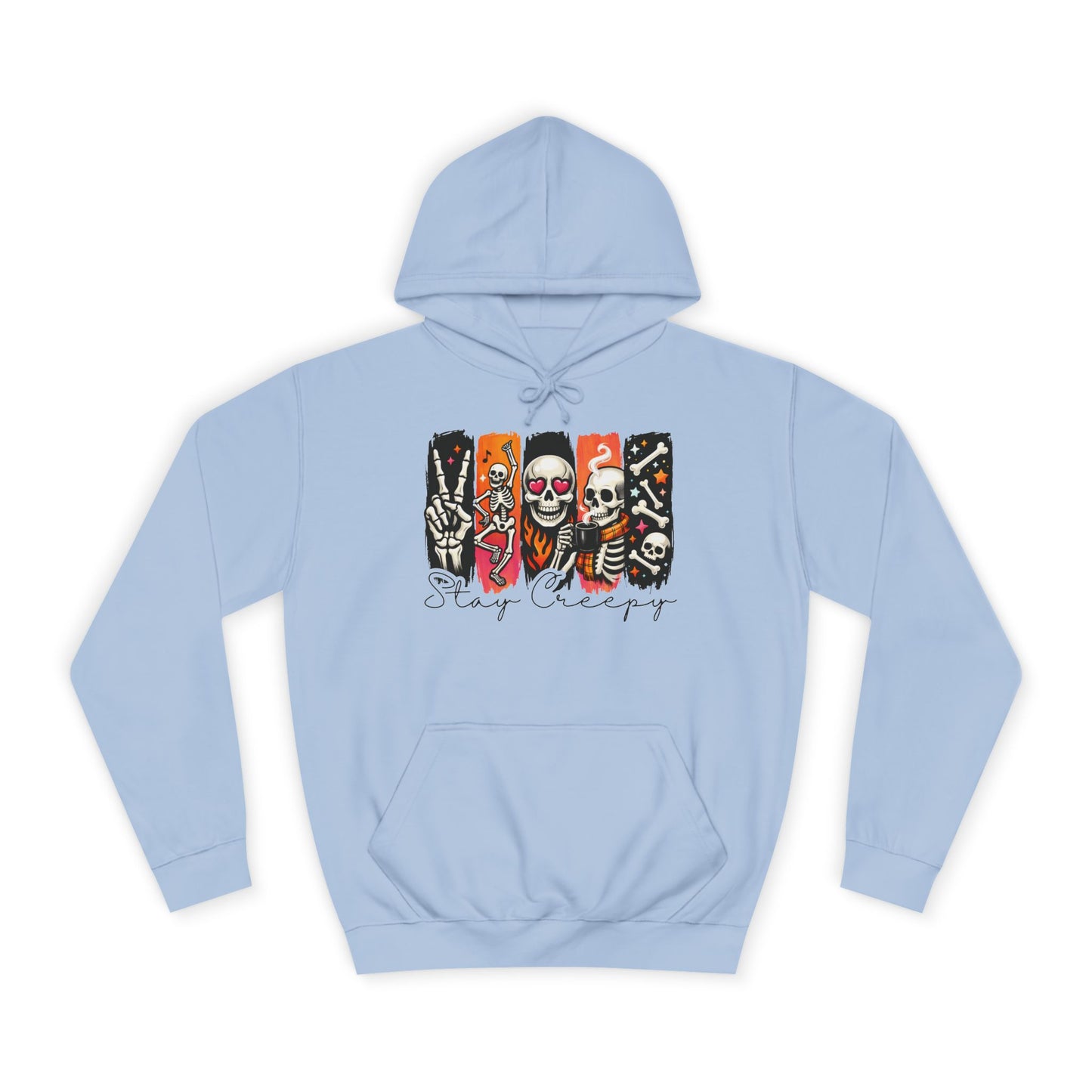 Stay Creepy Hoodie — Retro Halloween Skeleton Graphic Hoodie