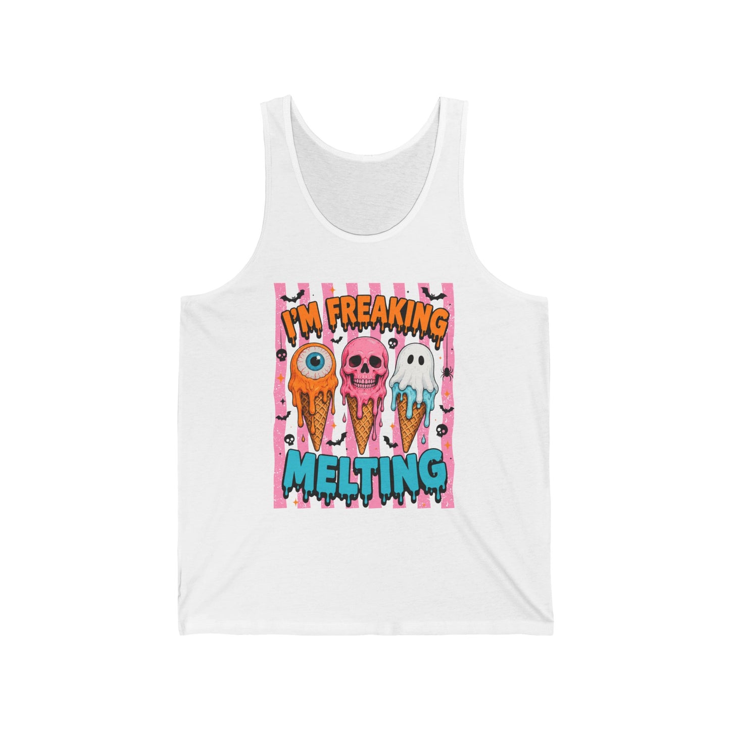 Funny Melting Ice Cream Tank Top — "I’m Freaking Melting" Cute Spooky Summer Graphic