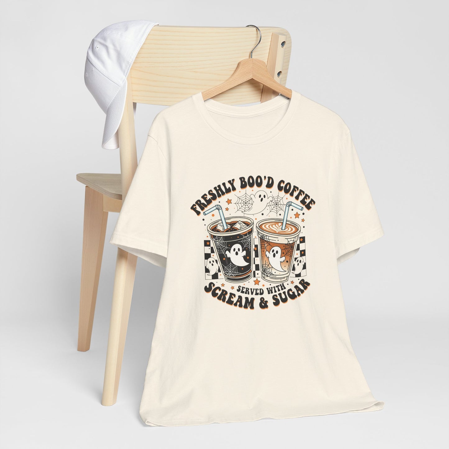 Freshly Boo'd Coffee T-Shirt | Halloween ghost iced coffee design