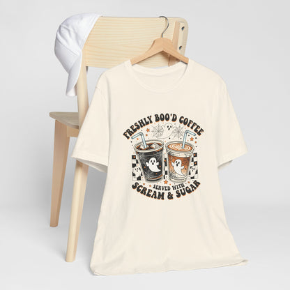 Freshly Boo'd Coffee T-Shirt | Halloween ghost iced coffee design