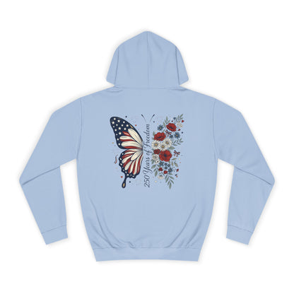Butterfly Flag Hoodie — American Stars & Floral Back Graphic